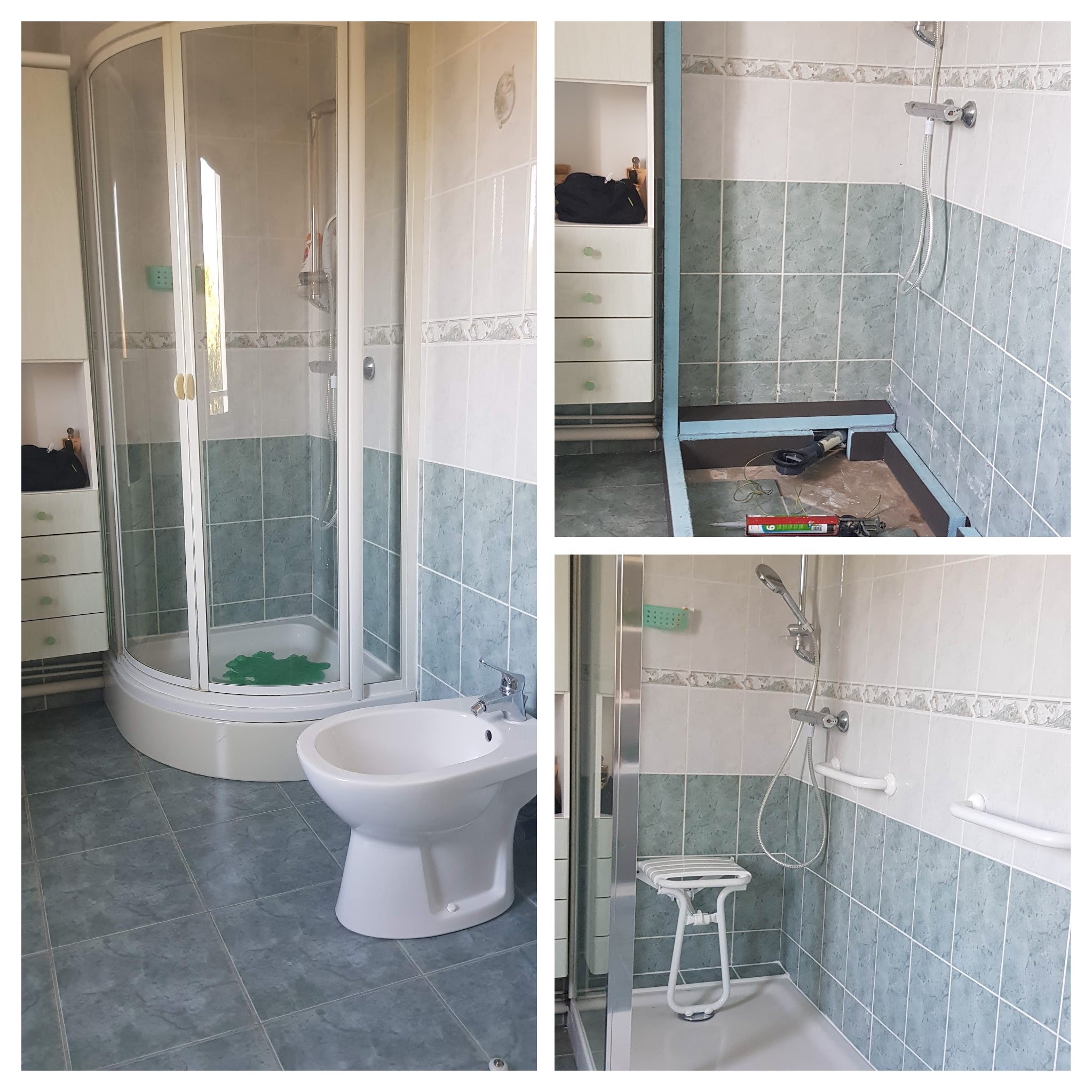 Adaptation salle de bain PMR siège de douche