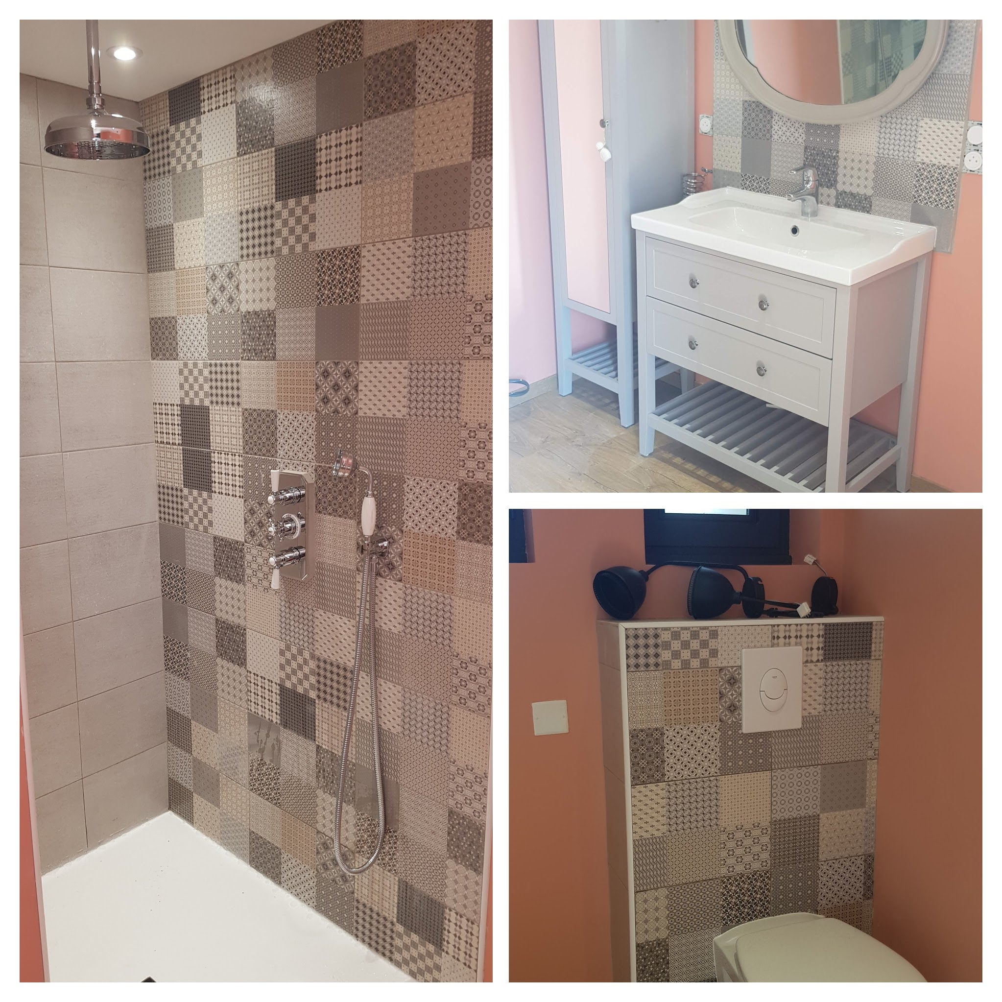 Salle de bain moderne carrelage patchwork